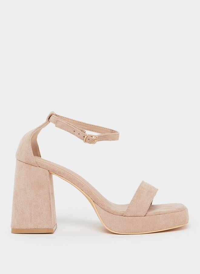 Styli Beige Ankle Strap Platform High Heel Sandals - Image 1